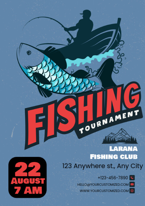 Vintage Fishing Tournament Invitaiton A4 template