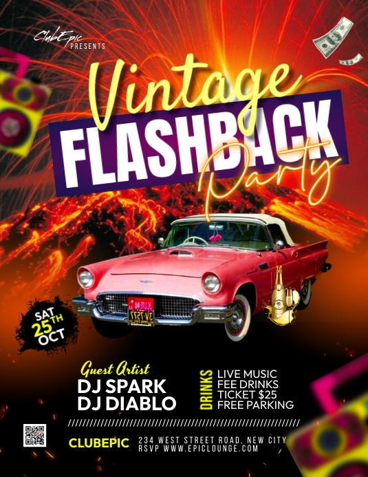 Vintage Flashback party flyer Template | PosterMyWall