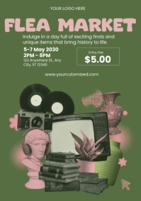 Vintage Flea Market Event Poster A4 template