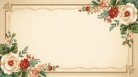 黄色 Floral Border Design Цифровой дисплей Template