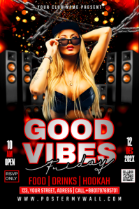 Vintage Friday Good Vibes Poster template