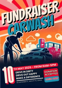 Vintage Fundraiser Carwash Event A4 template