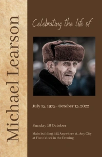 Vintage funeral program template Half Page Wide