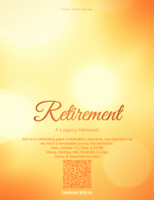 Modèle Vintage golden glow happy retirement celebration flyer template ...