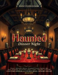Vintage Gothic Halloween Dinner Night Restaurant Brand Event Flyer Template