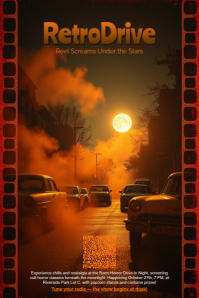 Vintage Gradients Halloween “retro Horror Drive-in” Poster template