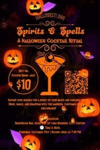 Vintage Halloween Drink Offer 2025 Poster template