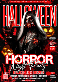 Vintage Halloween Horror Night Party A4 template