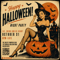 Orange Halloween Party Iphosti le-Instagram Template