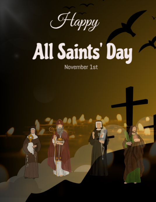 Plantilla de Vintage Happy All Saints Day Flyer (us Letter) | PosterMyWall