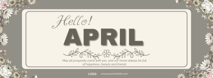 Vintage Hello April  Floral Soft Blessings  Facebook Cover Photo Zdjęcie w tle na Facebooka template