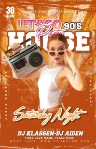 Vintage House Party 90s Song  Half Page Wide Halbe Seite breit template