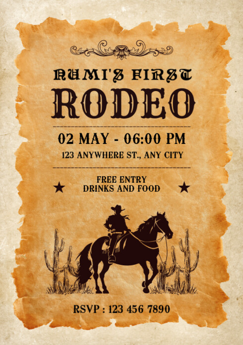vintage illustrative rodeo Template | PosterMyWall