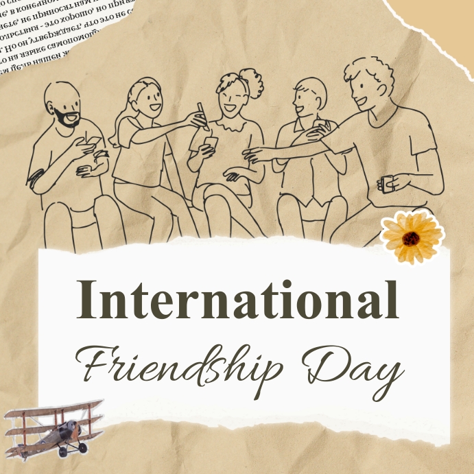 Vintage International Friendship Day Post Template | PosterMyWall