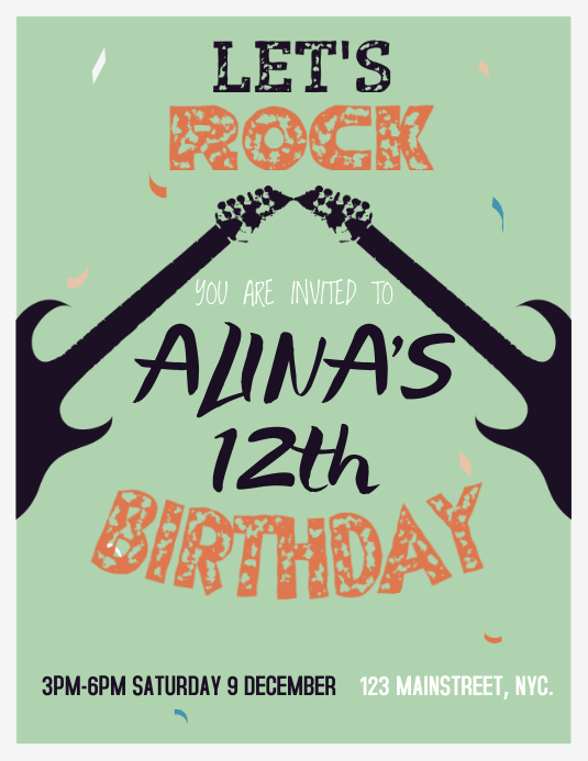Vintage Let's rock invitation template Flyer (US Letter)