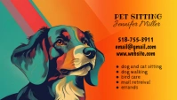 Vintage Modern Colorful Dog Cat Pet Sitting Walking Business Card template