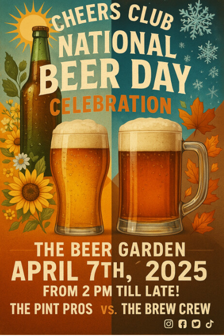 Vintage National Beer Day Poster Cartaz template