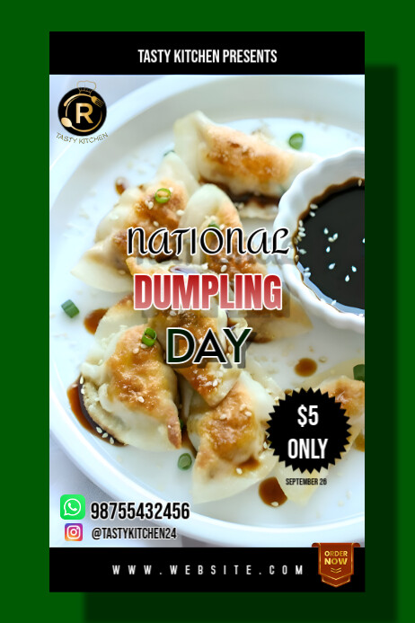 Vintage National Dumpling Day Flyer Poster Template | PosterMyWall