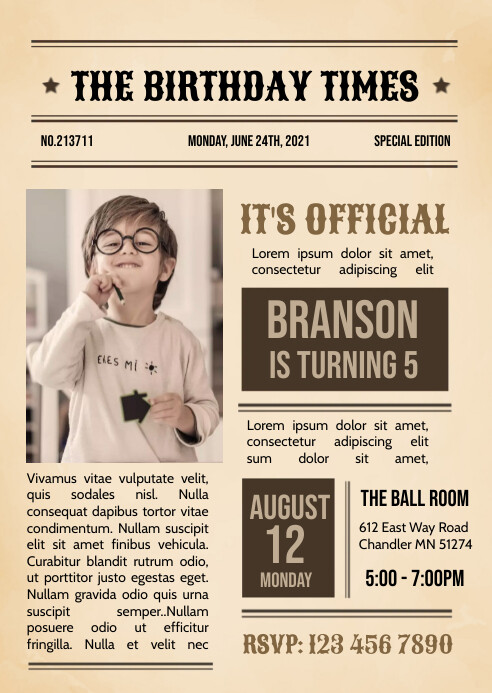 Vintage Newspaper Birthday Theme Invitation Template Postermywall Vintage Newspaper Birthday Theme Invitation Template Postermywall