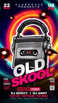 Vintage Old School Night Party Flyer Instagram Story template