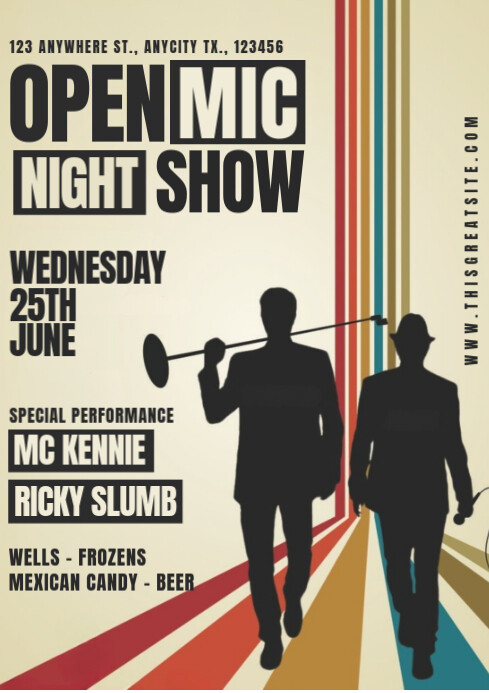 Vintage Open Mic Night Show A4 template