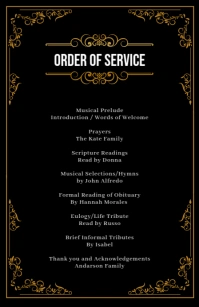 Vintage Order Of Service Funeral Half Page Wide template