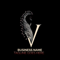 Vintage Peacock Feather V Logo Logotipo template