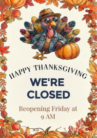 Kuning Thanksgiving Closure Notice A4 Template