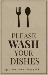 Vintage Printable Wash Your Dishes Sign Tabloid template