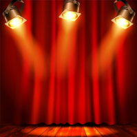 Vintage Red Curtain Stage With Spotlight Background  Instagram Post template