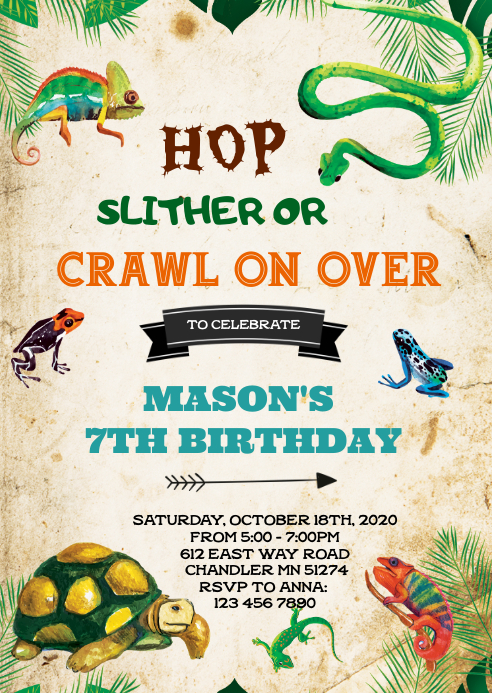 Vintage Reptile Birthday Invitation Template PosterMyWall vintage-reptile-birthday-invitation-template-postermywall