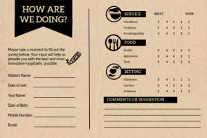 Vintage Restaurant Comment Card Label template