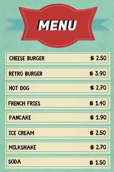 Vintage Retro Menu Template | PosterMyWall
