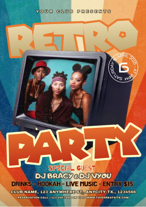 Vintage Retro Night Party A4 template