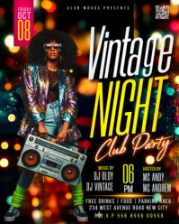 Vintage retro nostalgic oldies 90s wear theme club party event invitation online flyer template Instagram Portrait