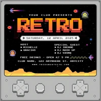 Vintage Retro Party Game Arcade Version Instagram Post template