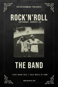 Vintage Rock'n'roll Flyer Poster Template โปสเตอร์