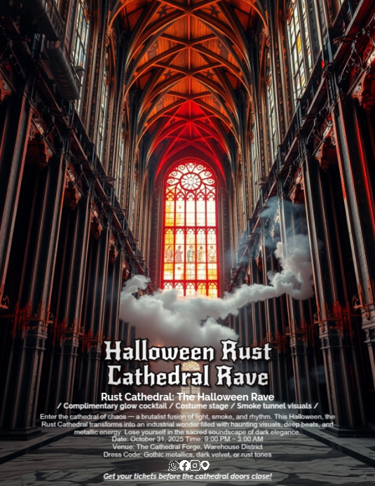 Vintage Rust Cathedral Halloween Rave — Gothic Brutalist Industrial ...