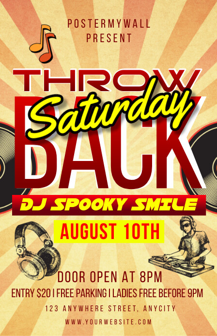 Vintage Saturday Throw Back Party Tabloid เทมเพลต | PosterMyWall