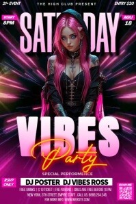 Vintage Saturday Vibes Party  Poster template