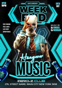 Vintage Saturday Weekend Music Party A4 template