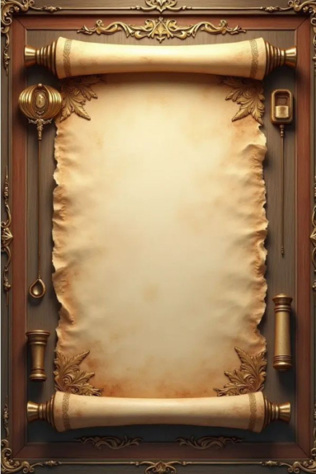 Vintage scroll parchment frame Poster template