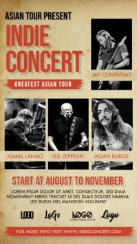 Vintage Sepia Gig Concert Instagram Story Ad template