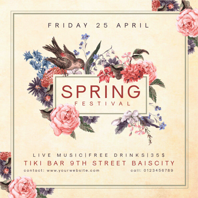 Spring Event Invite Examples Copy of Vintage Spring Event Festival Invitation | PosterMyWall