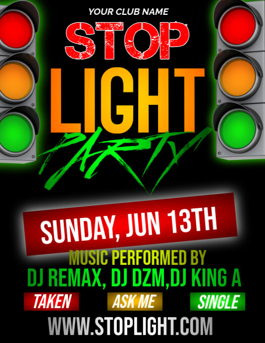 Vintage Stop Light Party Flyer (us Letter) Template | PosterMyWall