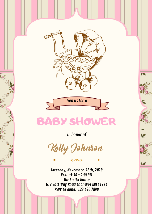 Vintage Stroller Baby Shower Invitation Template Postermywall Vintage Stroller Baby Shower Invitation Template Postermywall