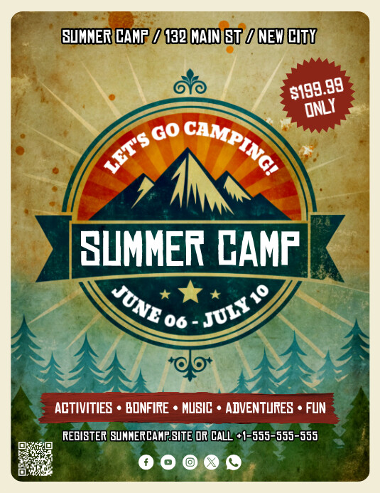 Vintage Summer Camp Flyer (us Letter) template