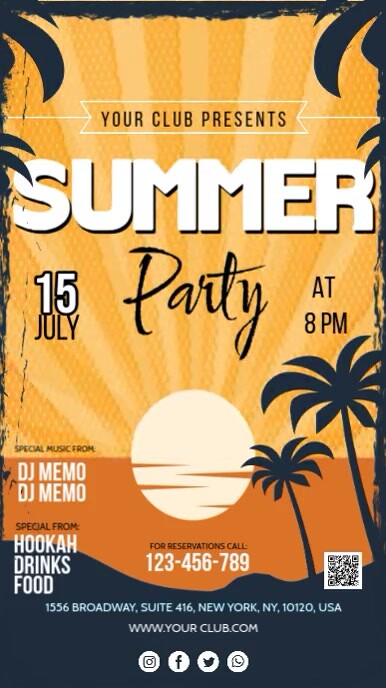 Vintage Summer Party Digital Display (9:16) template