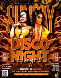 Vintage Sunday Disco Night Party Poster/wallboard Póster/Tablero template