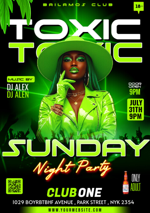 Vintage Sunday Toxci Night Party A4 template